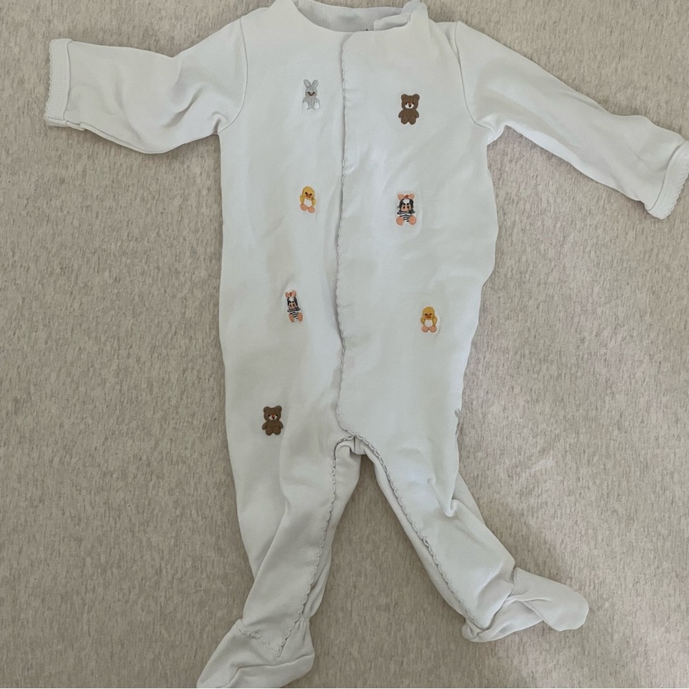 Embroidered snap footed onesie never worn 3-6M